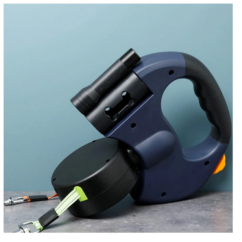 Ultimate Dual Retractable Dog Leash – Heavy Duty Double Pet Walker with Built-in Flashlight, Waste Bag Dispenser & Tangle-Free 360° Rotation